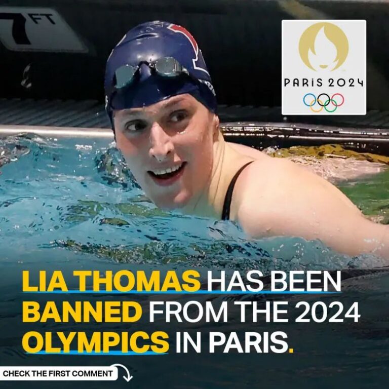 Lia Thomas has been banned from the 2024 Olympics in Paris.