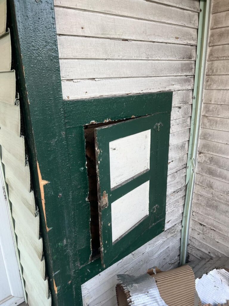 “I am currently taking off the junk vinyl siding on my 1920s Detroit home and found this little door (back of my house) any idea what it would be used for ?” via Andrew Ostrowski