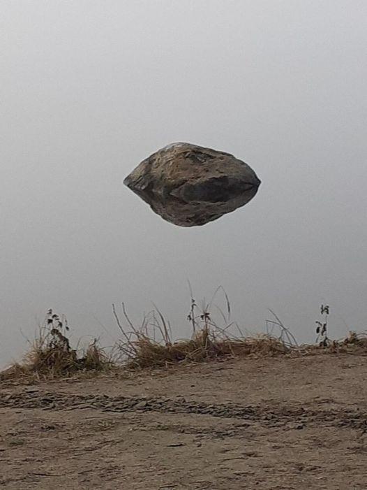 This photo is an example of how optical illusions mess with your mind. First you see a rock floating in the air and then…