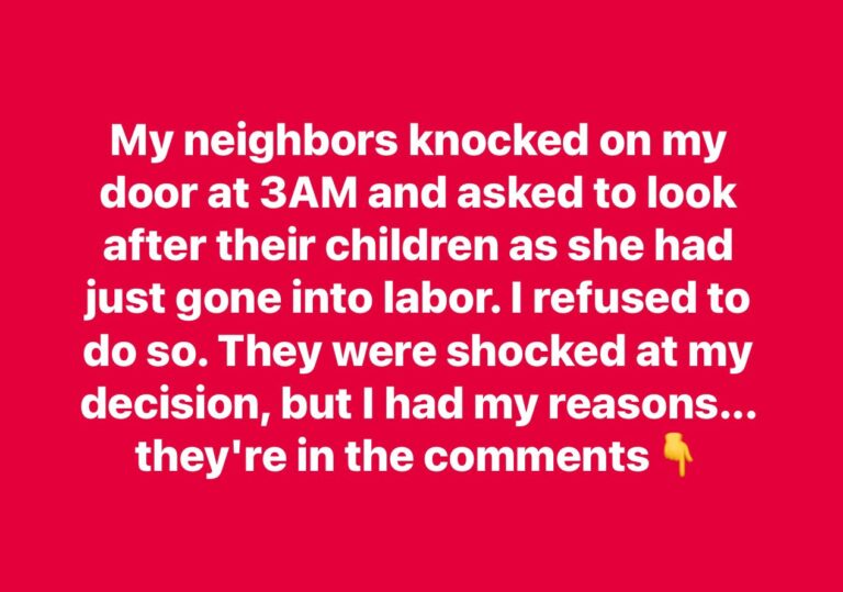 Couple asks neighbor to take kids at 3am, stunned when the answer is ‘no’